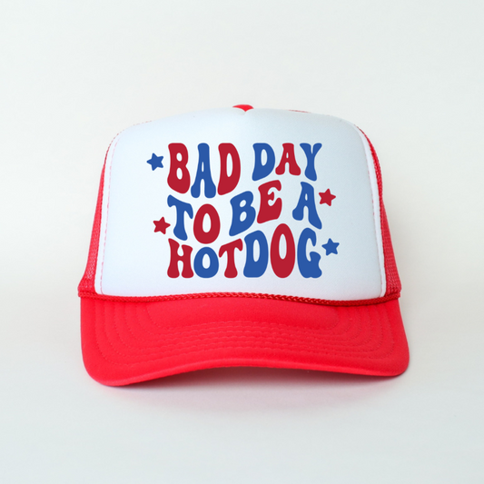 Bad Day To Be A Hot Dog Funny July 4th Summer Classic Foam Trucker Hat Red/White
