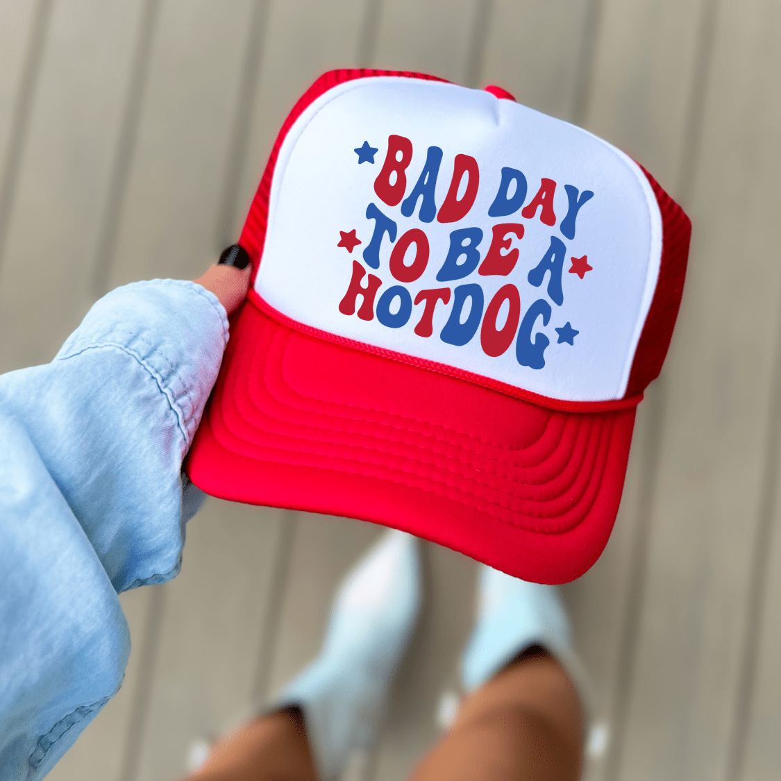 Bad Day To Be A Hot Dog Funny July 4th Summer Classic Foam Trucker Hat Red/White - Hollow Point Society - Trucker Hat