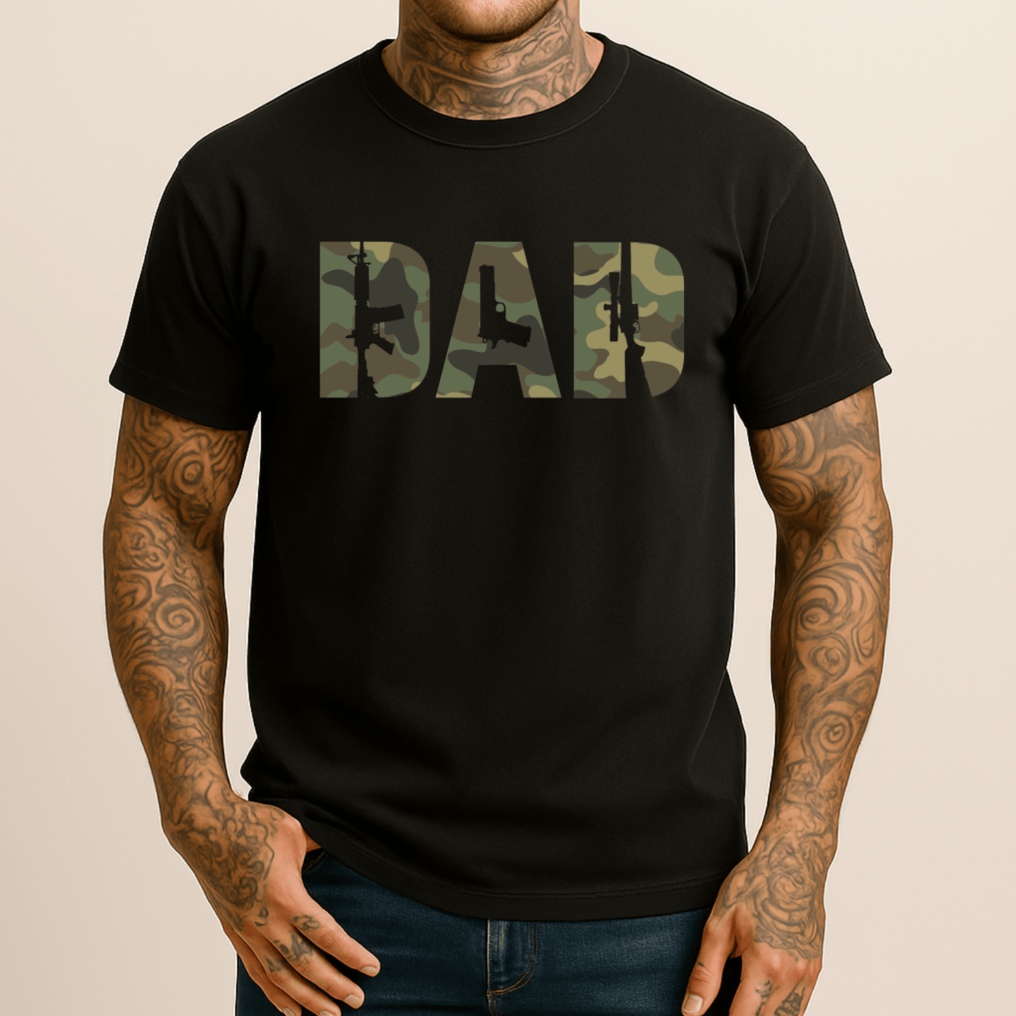 Dad 2A Camo Men's Patriotic T Shirt - Hollow Point Society - T-Shirt
