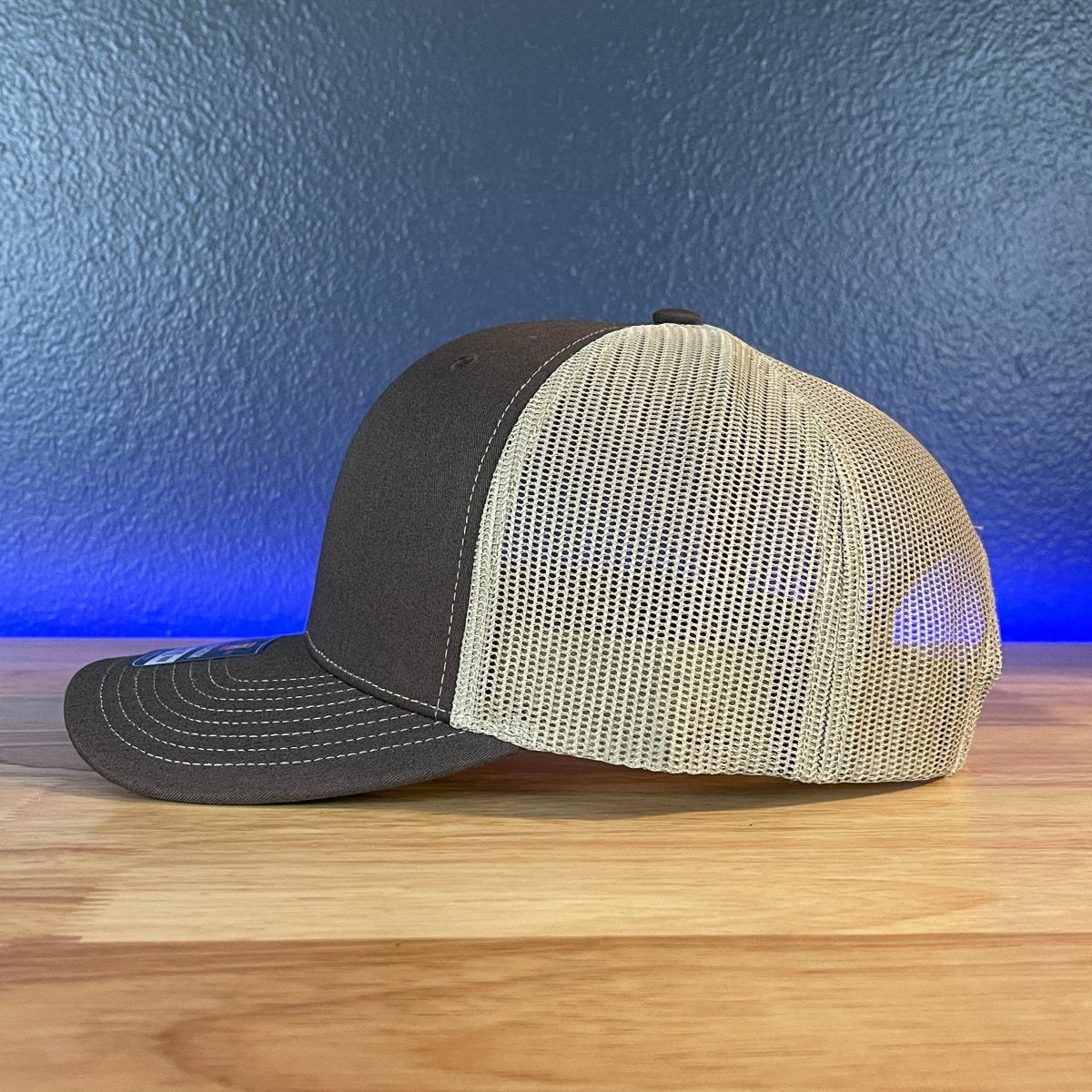 Deer Hunting American Flag Leather Patch Hat Brown