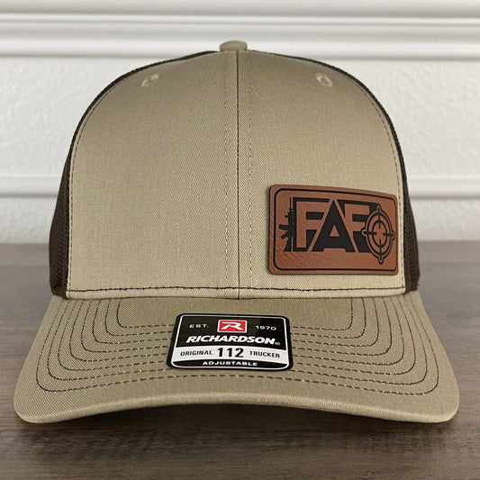 FAFO F Around And Find Out Leather Patch Hat Khaki/Brown - Hollow Point Society - Patch Hat