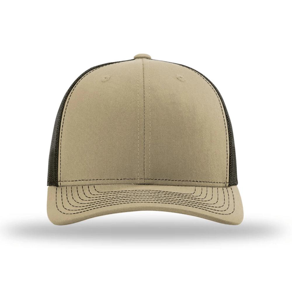 Fishing And Duck Hunting American Flag Patriotic Leather Patch Hat Khaki/Brown - Hollow Point Society - Patch Hat