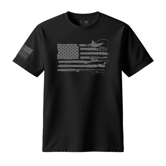 Fishing Hunting American Flag T-Shirt - Hollow Point Society - T-Shirt