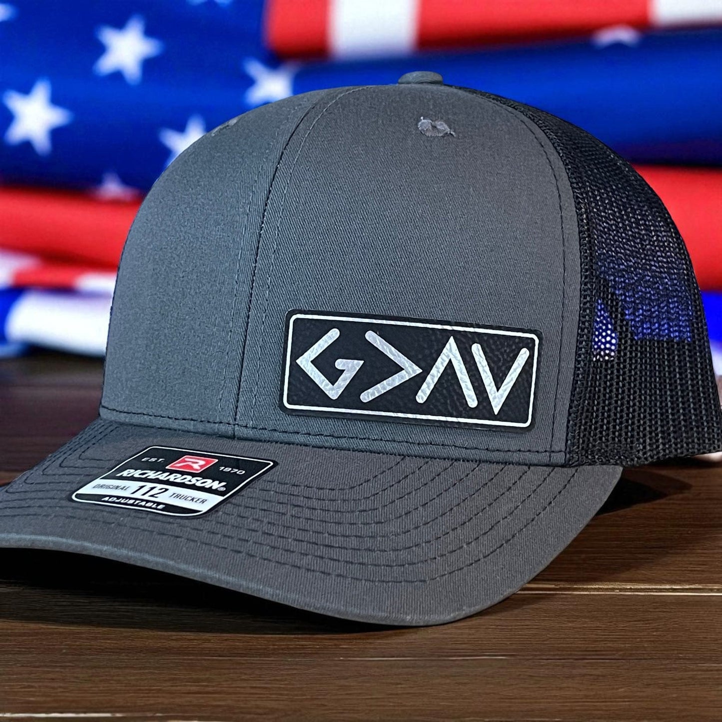 God Is Greater Than The Highs And Lows Christian SnapBack Leather Patch Hat Blk/Silv Side - Hollow Point Society - Patch Hat