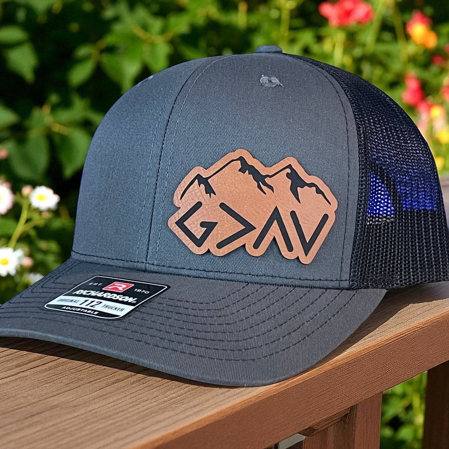 God Is Greater Than The Highs And Lows Christian SnapBack Leather Patch Hat Rawhide Side Outline - Hollow Point Society - Patch Hat