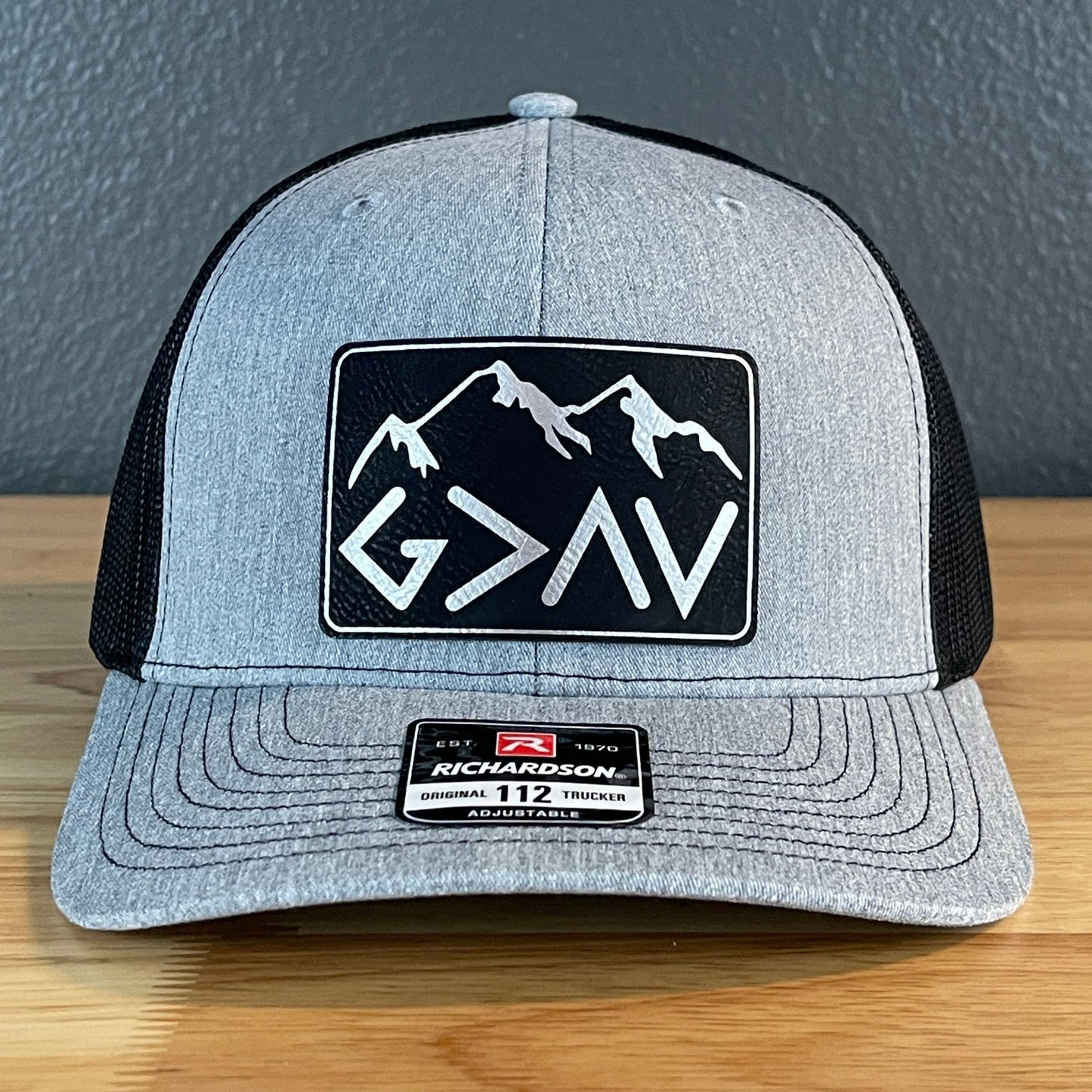 God Is Greater Than The Highs And Lows Christian SnapBack Leather Patch Hat Rectangular Blk/Silv - Hollow Point Society - Patch Hat
