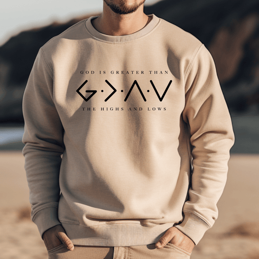 God Is Greater Than The Highs And Lows Men's Christian Sweatshirt - Hollow Point Society - Sweater