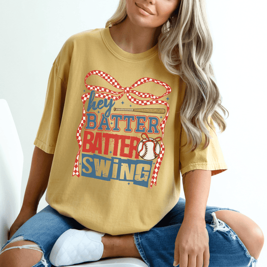 Hey Batter Batter Swing Baseball Mom Game Day T-Shirt - Hollow Point Society - T-Shirt