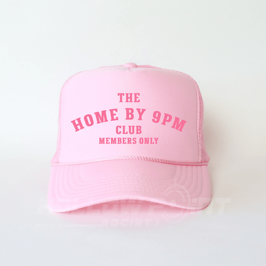 Home By 9pm Club Funny Classic Foam Trucker Hat for Women Light Pink - Hollow Point Society - Trucker Hat
