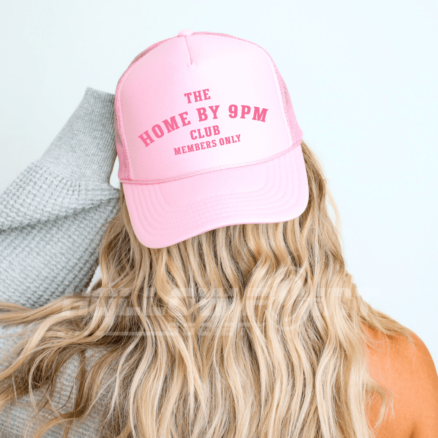 Home By 9pm Club Funny Classic Foam Trucker Hat for Women Light Pink - Hollow Point Society - Trucker Hat