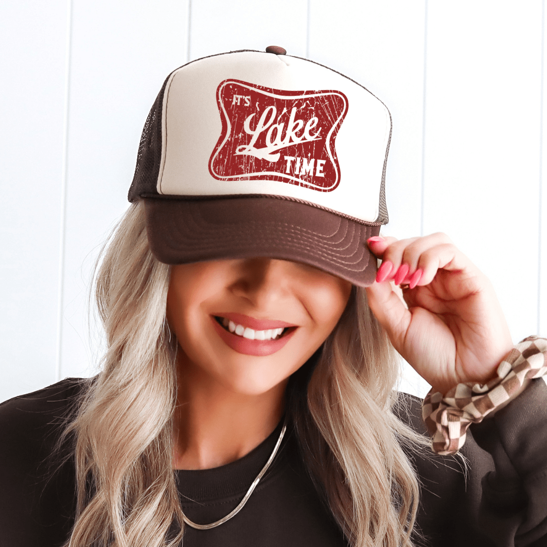 It's Lake Time Summer Country Classic Foam Trucker Hat Tan/Brown - Hollow Point Society - Trucker Hat
