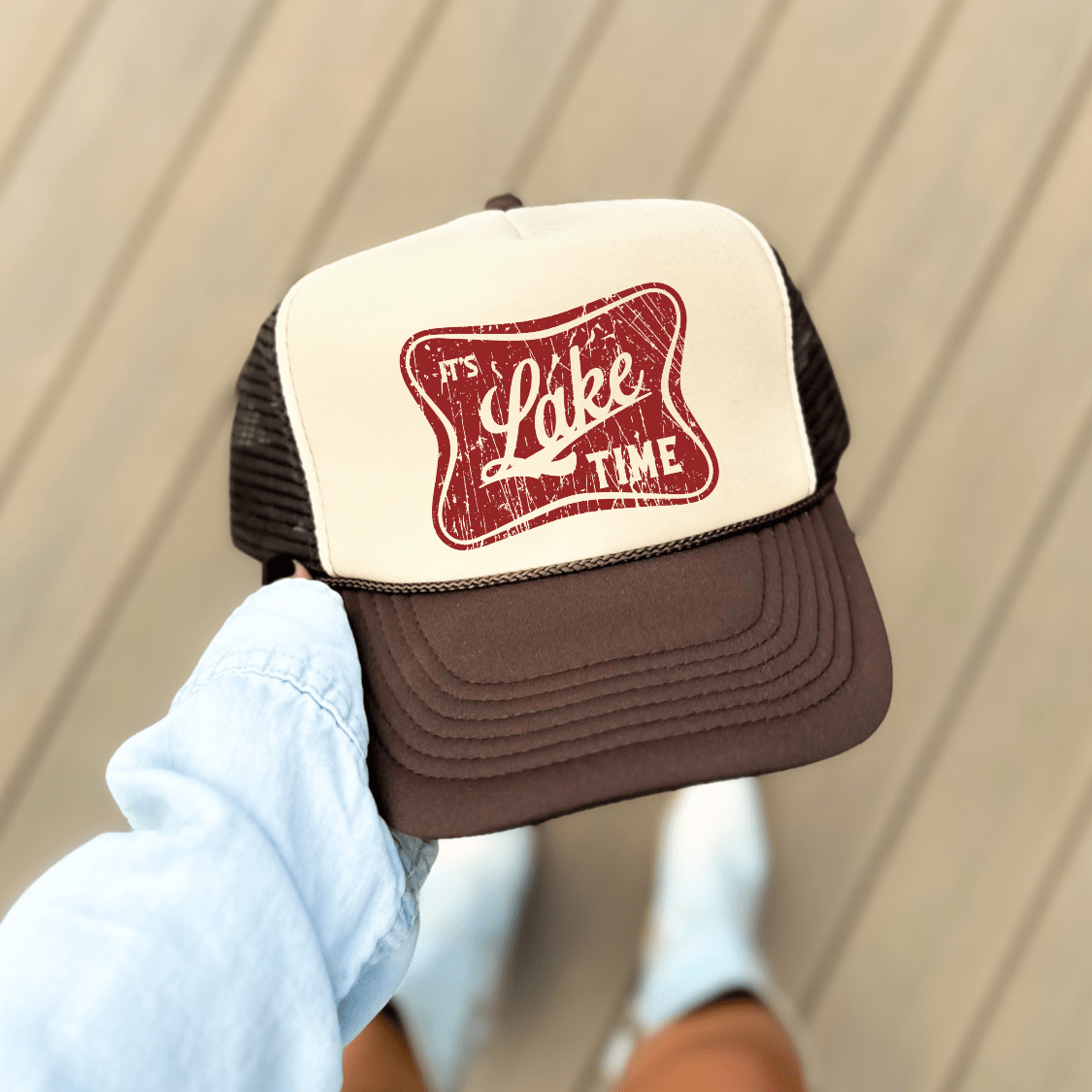 It's Lake Time Summer Country Classic Foam Trucker Hat Tan/Brown - Hollow Point Society - Trucker Hat