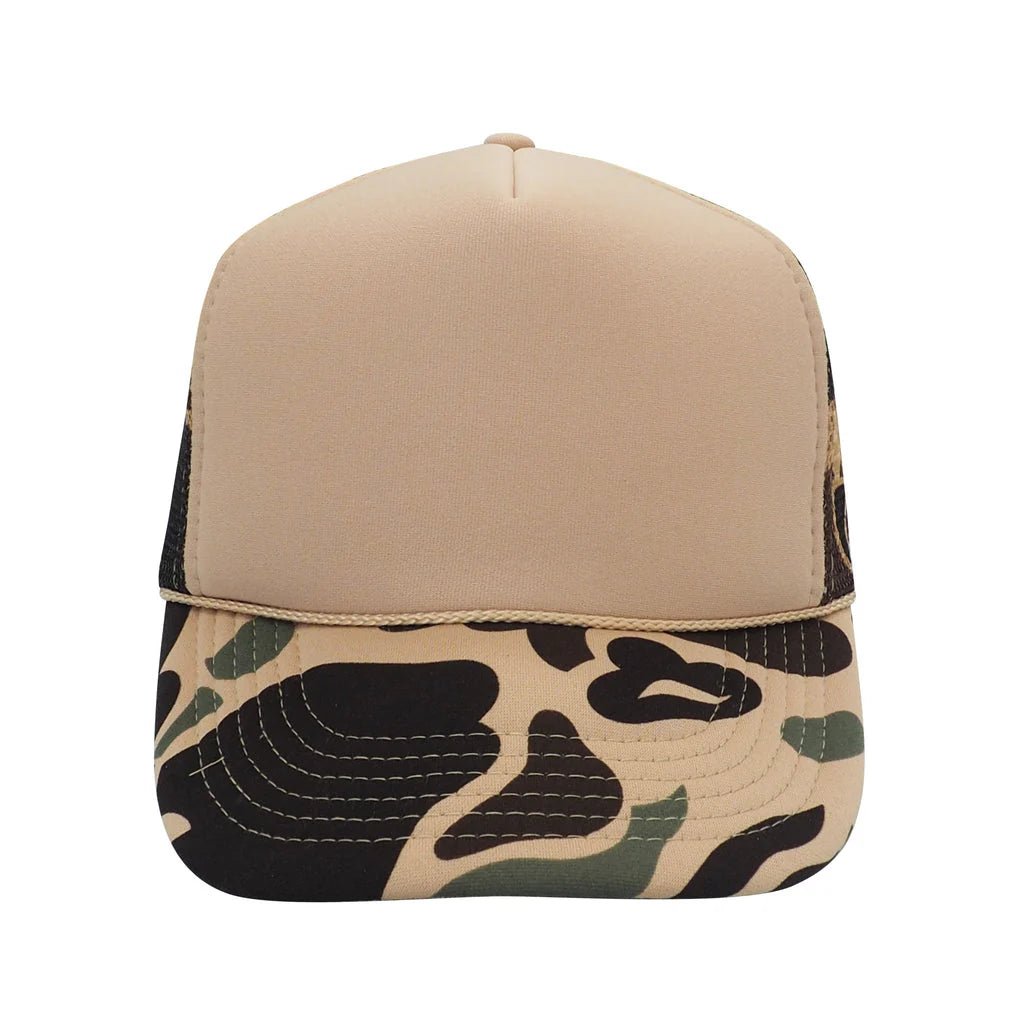 It's Lake Time Summer Country Classic Foam Trucker Hat Tan/Camo - Hollow Point Society - Trucker Hat