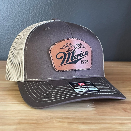 Merica 1776 Eagle Patriotic Leather Patch Hat - Hollow Point Society - Patch Hat