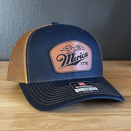Merica 1776 Eagle Patriotic Leather Patch Hat - Hollow Point Society - Patch Hat