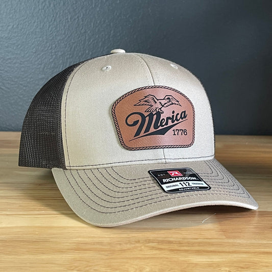 Merica 1776 Eagle Patriotic Leather Patch Hat - Hollow Point Society - Patch Hat