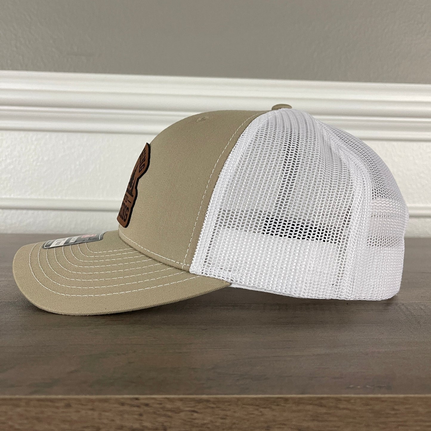 No Bragging Until You're Dragging Leather Patch Hat Khaki - Hollow Point Society - Patch Hat