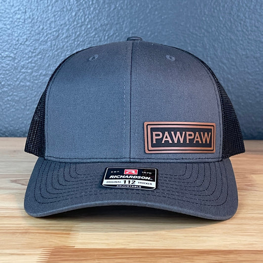PAWPAW Side Leather Patch Hat Charcoal/Black - Hollow Point Society - Patch Hat