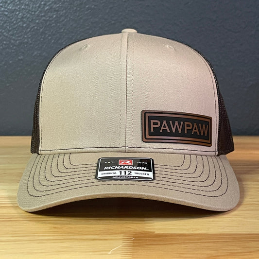 PAWPAW Side Leather Patch Hat Khaki/Brown - Hollow Point Society - Patch Hat