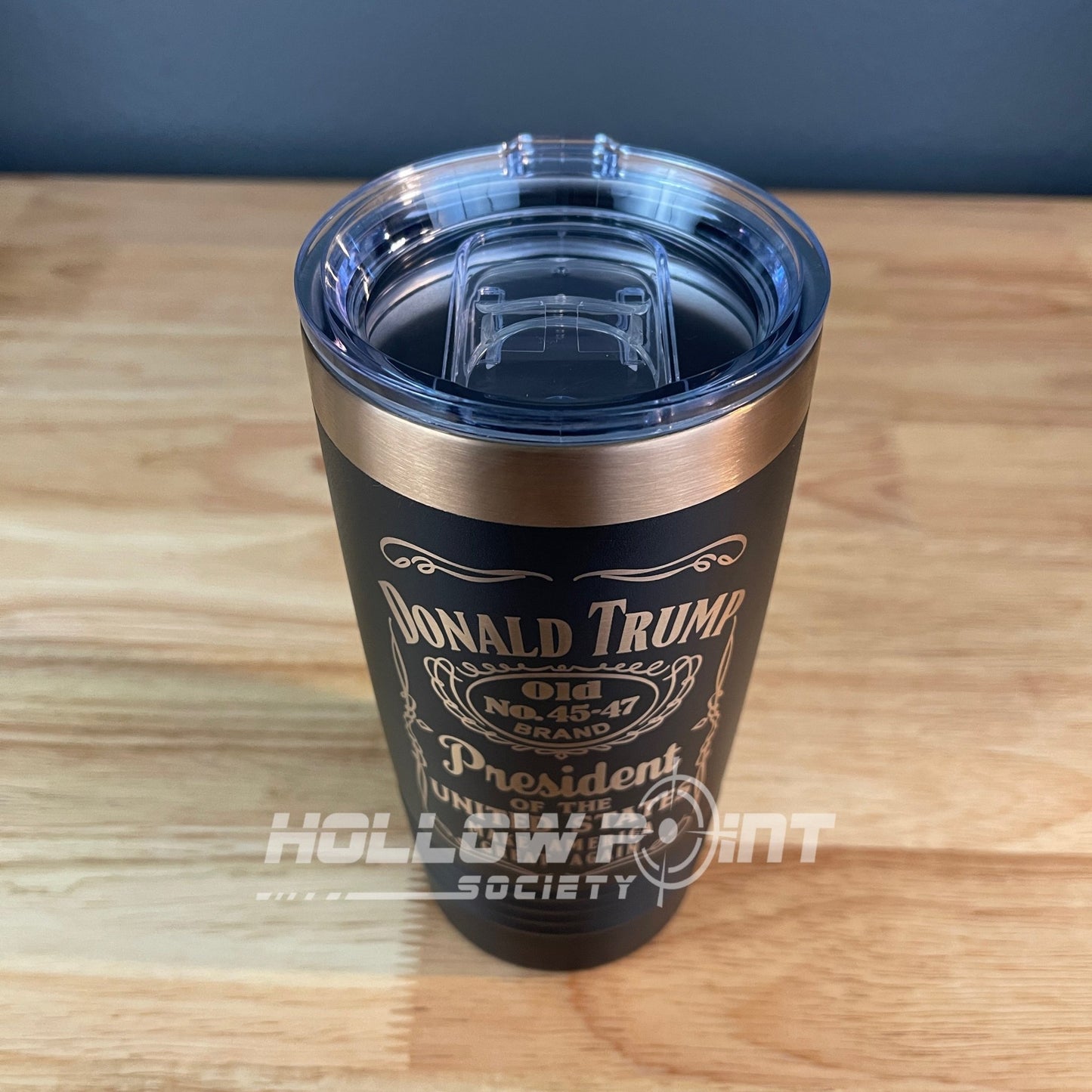 Set of 2: Trump 45 - 47 Vintage Label Collector's 20oz Rose Gold Laser Engraved Tumblers - Hollow Point Society - Tumblers