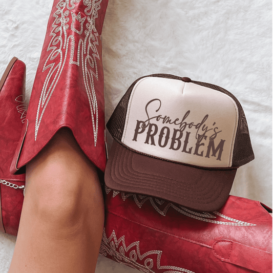 Somebody's Problem Funny Classic Foam Trucker Hat Tan/Brown - Hollow Point Society - Trucker Hat