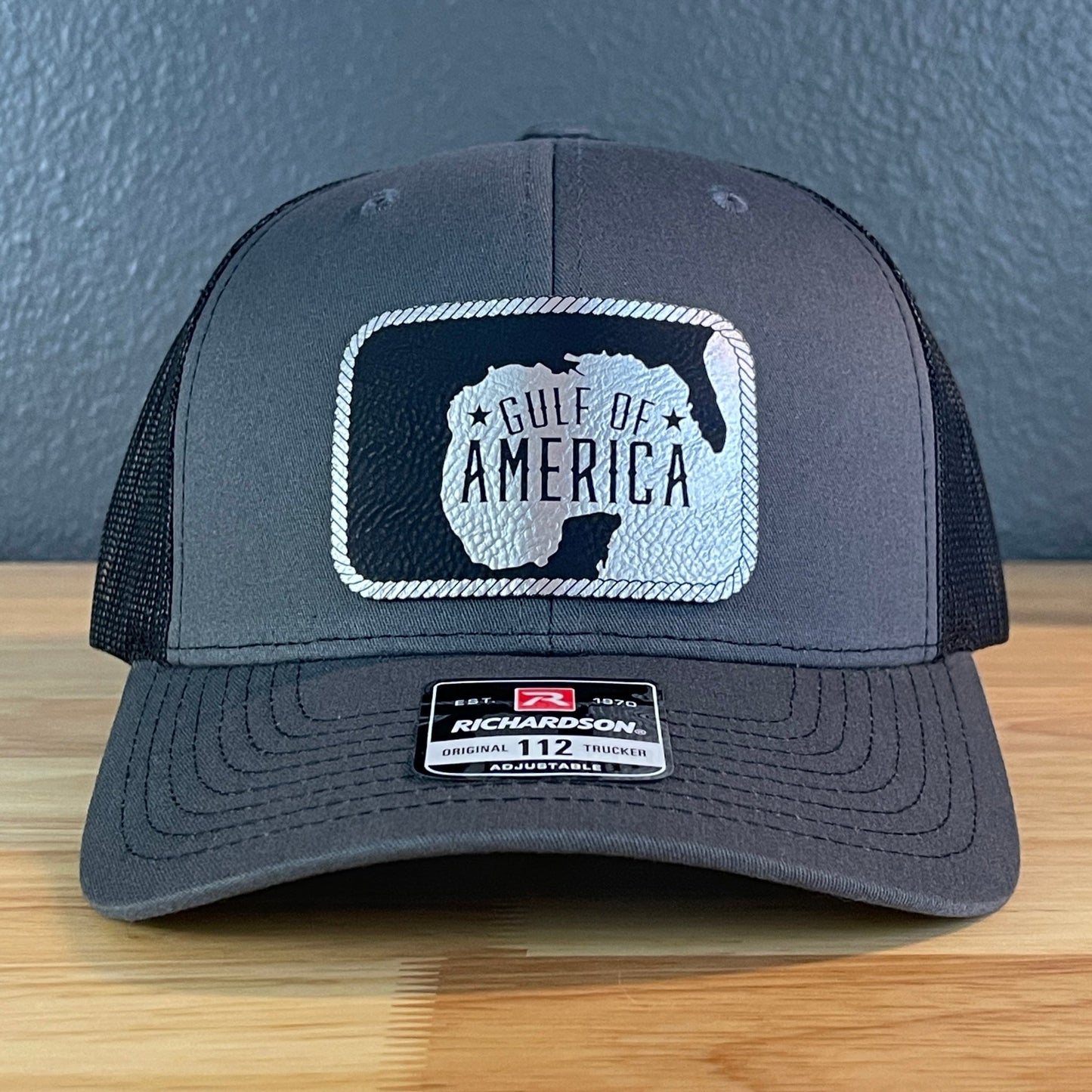The Gulf of America Patriotic Leather Patch SnapBack Trucker Hat Blk/Silv - Hollow Point Society - Patch Hat