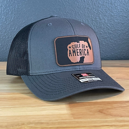 The Gulf of America Patriotic Leather Patch SnapBack Trucker Hat Rawhide - Hollow Point Society - Patch Hat