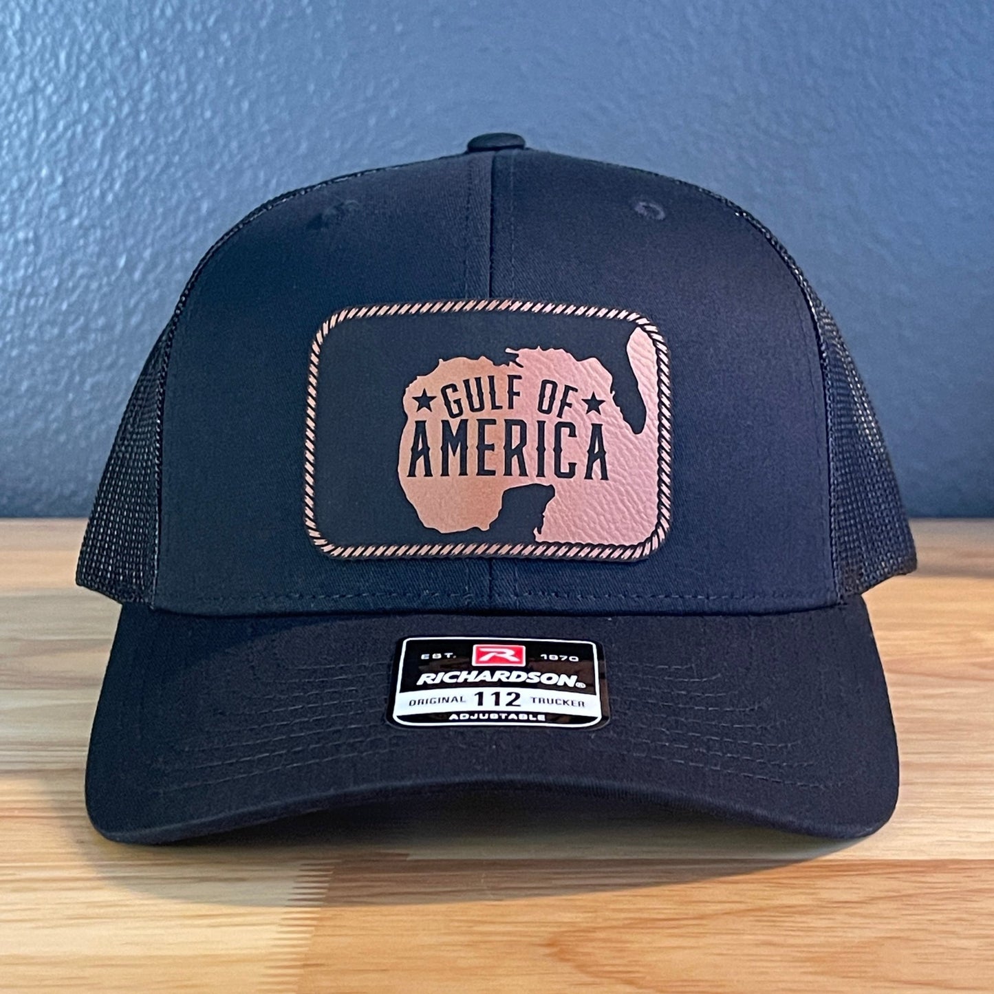 The Gulf of America Patriotic Leather Patch SnapBack Trucker Hat Rawhide - Hollow Point Society - Patch Hat
