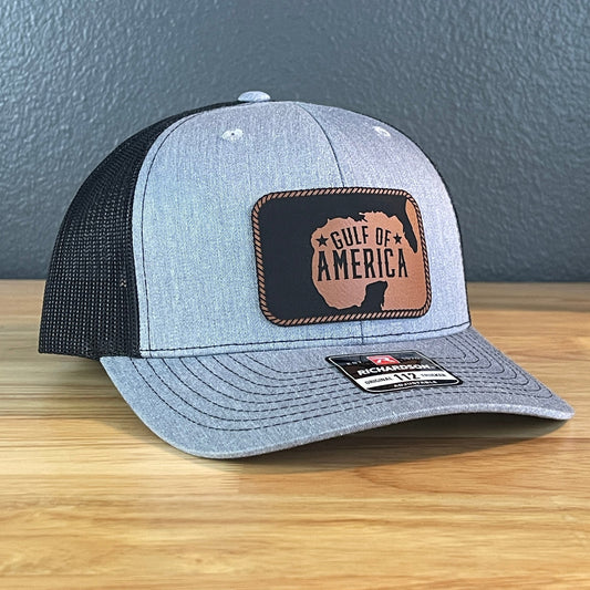 The Gulf of America Patriotic Leather Patch SnapBack Trucker Hat Rawhide - Hollow Point Society - Patch Hat