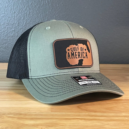 The Gulf of America Patriotic Leather Patch SnapBack Trucker Hat Rawhide - Hollow Point Society - Patch Hat