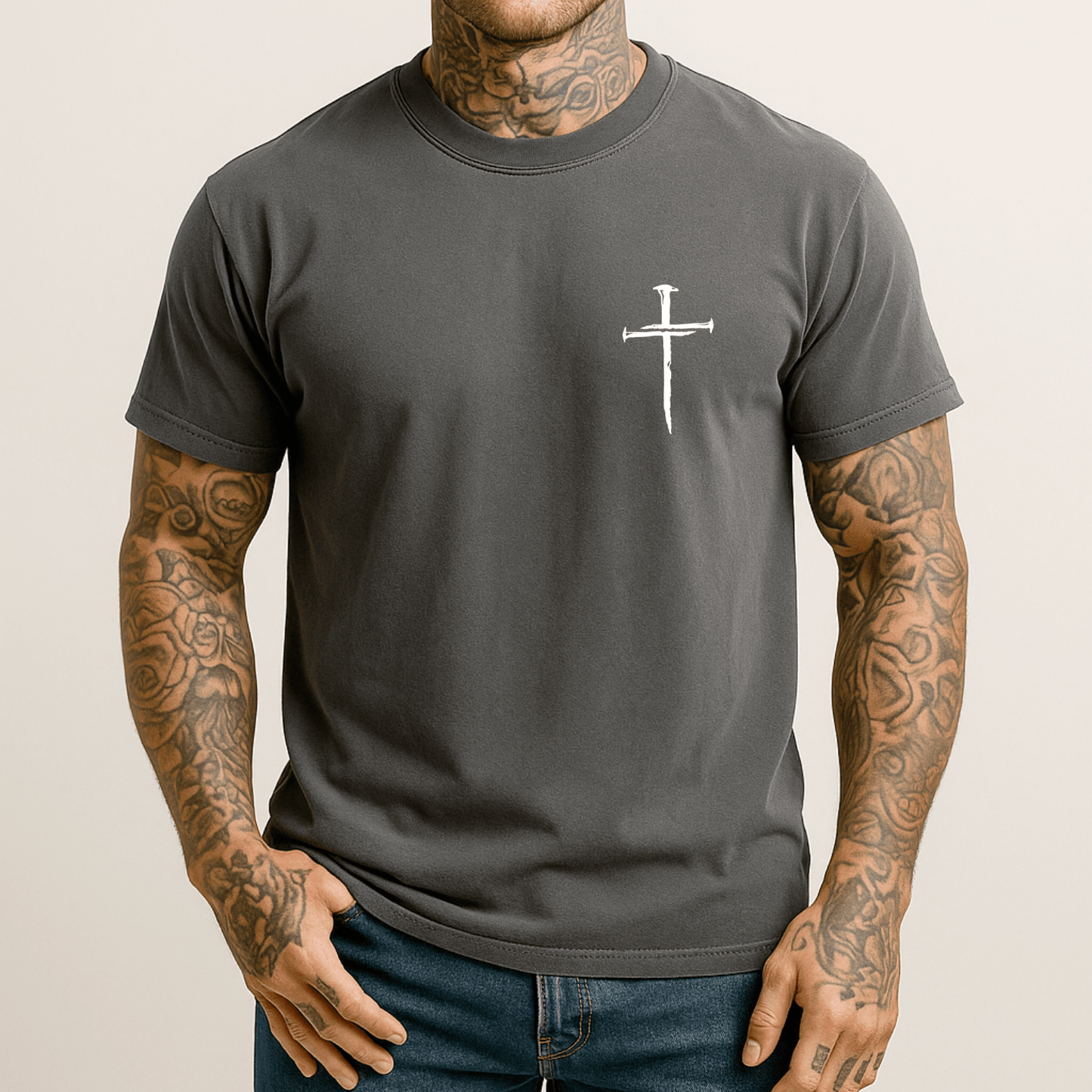 Three Nail Cross Men's Christian T Shirt - Hollow Point Society - T-Shirt
