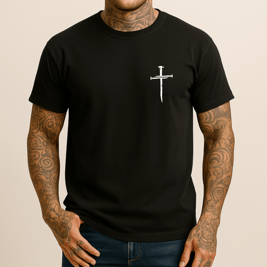Three Nail Cross Men's Christian T Shirt - Hollow Point Society - T-Shirt