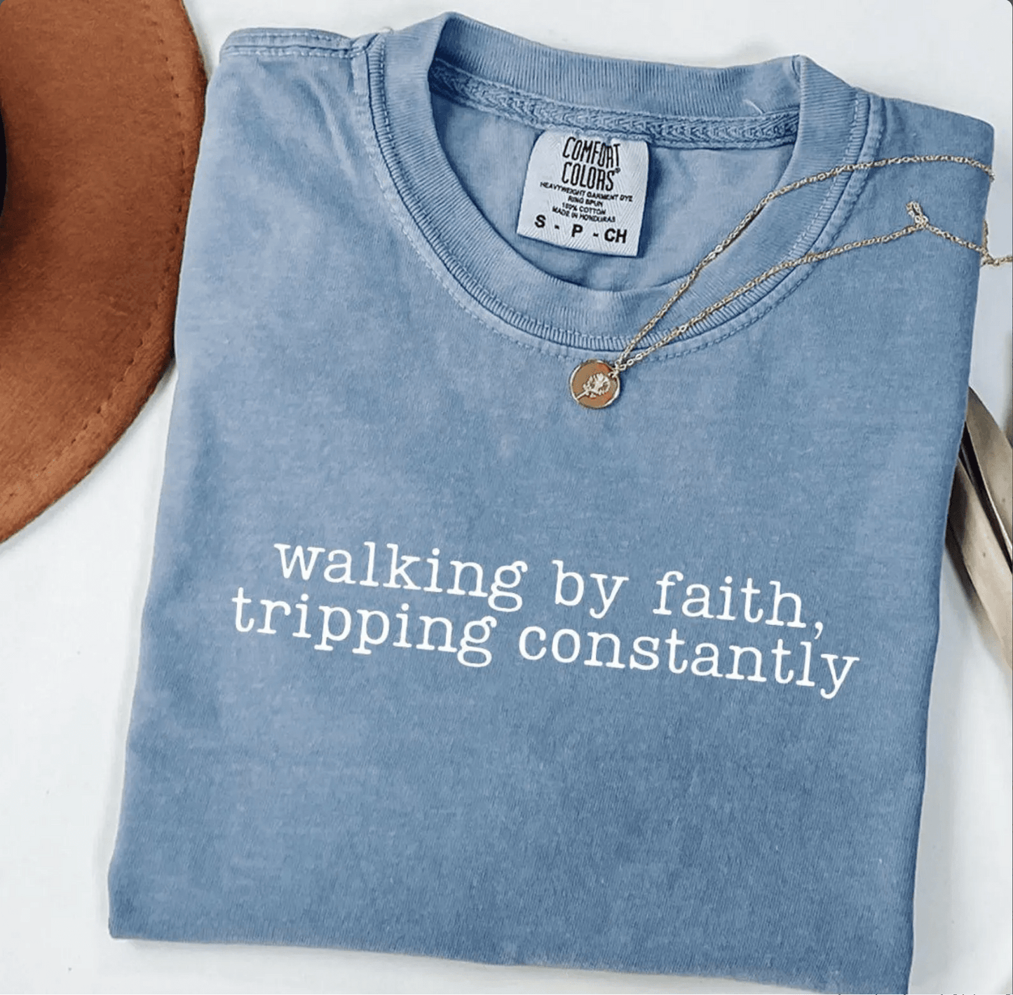 Walking by Faith Tripping Constantly Christian Faith Oversized T-Shirt - Hollow Point Society - T-Shirt