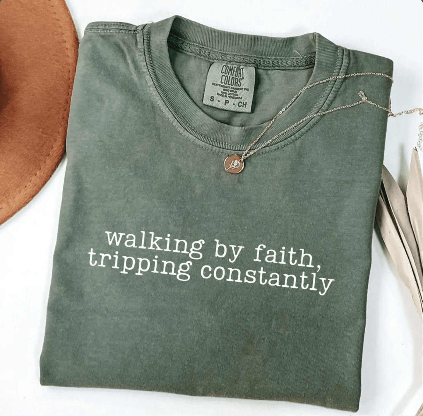 Walking by Faith Tripping Constantly Christian Faith Oversized T-Shirt - Hollow Point Society - T-Shirt