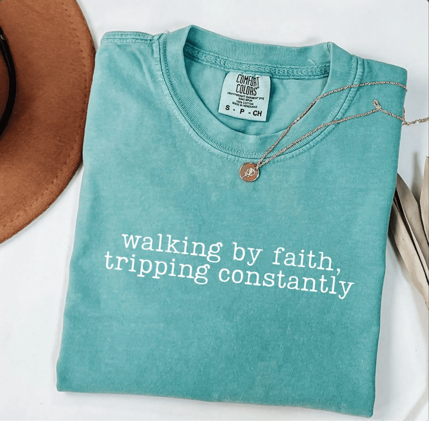 Walking by Faith Tripping Constantly Christian Faith Oversized T-Shirt - Hollow Point Society - T-Shirt