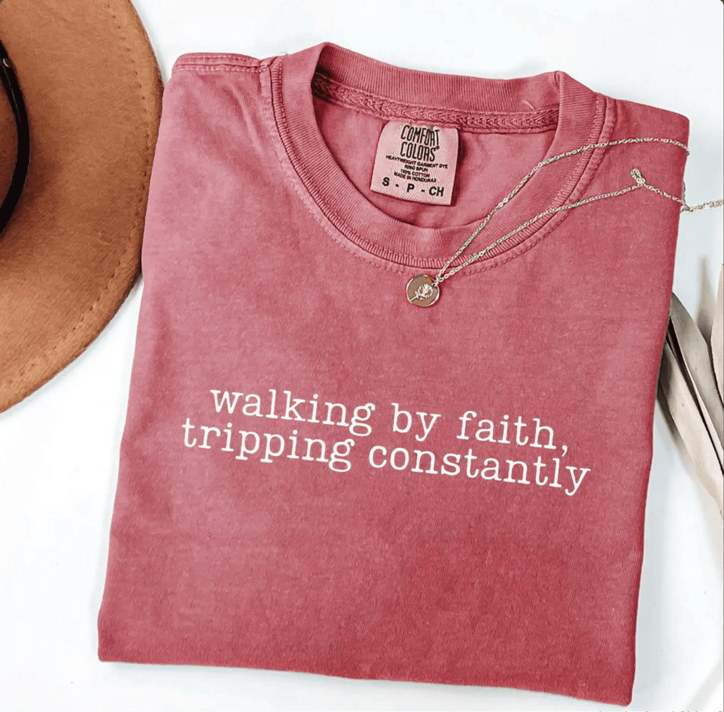 Walking by Faith Tripping Constantly Christian Faith Oversized T-Shirt - Hollow Point Society - T-Shirt