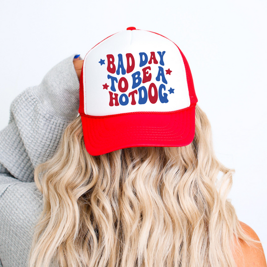 Bad Day To Be A Hot Dog Funny July 4th Summer Classic Foam Trucker Hat Red/White