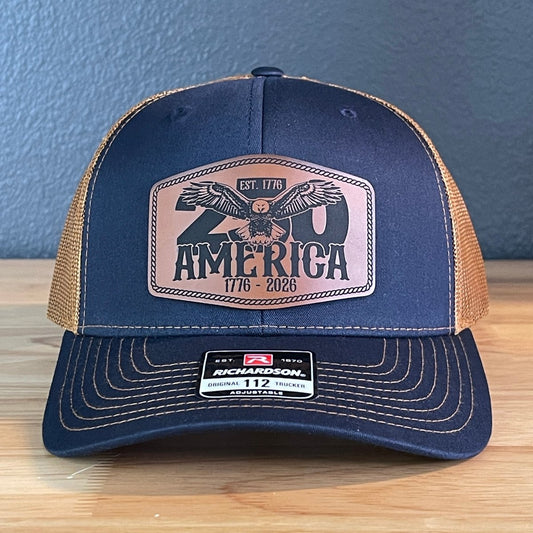 250th Anniversary America 1776 Eagle Patriotic USA Leather Patch Hat - Hollow Point Society - Patch Hat