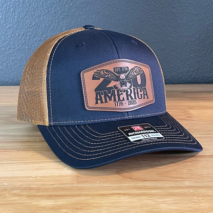 250th Anniversary America 1776 Eagle Patriotic USA Leather Patch Hat - Hollow Point Society - Patch Hat