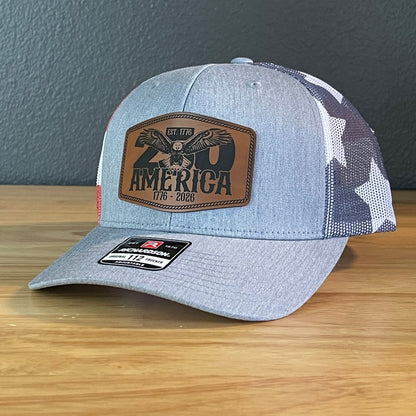 250th Anniversary America 1776 Eagle Patriotic USA Leather Patch Hat - Hollow Point Society - Patch Hat