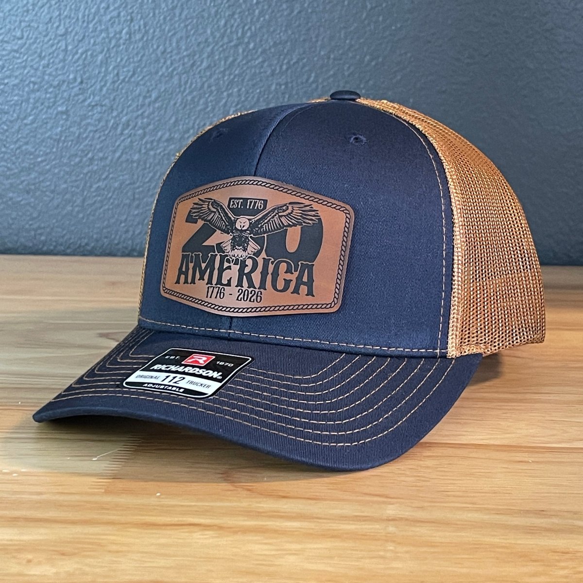 250th Anniversary America 1776 Eagle Patriotic USA Leather Patch Hat - Hollow Point Society - Patch Hat