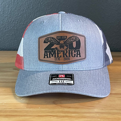 250th Anniversary America 1776 Eagle Patriotic USA Leather Patch Hat - Hollow Point Society - Patch Hat