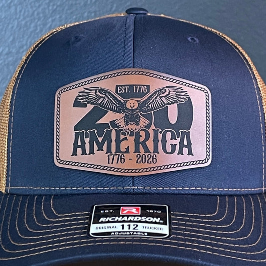 250th Anniversary America 1776 Eagle Patriotic USA Leather Patch Hat - Hollow Point Society - Patch Hat