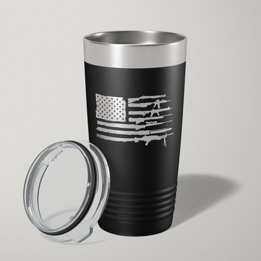 2nd Amendment American Flag 20oz Laser Engraved Tumbler Travel Mug - Hollow Point Society - Tumblers