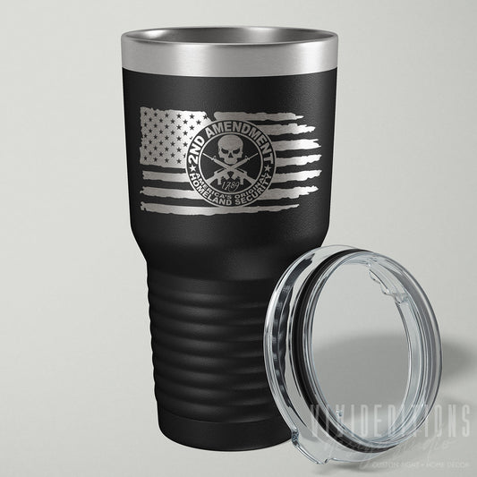 2nd Amendment American Flag Tumbler - 20oz or 30oz - Hollow Point Society - Tumblers