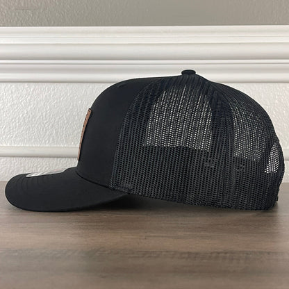 2nd Amendment Flag 2A Leather Patch Hat Black - Hollow Point Society - Patch Hat