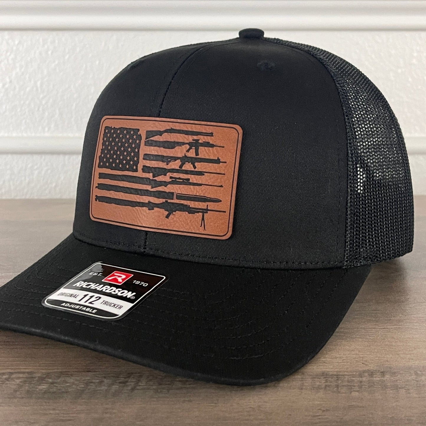 2nd Amendment Flag 2A Leather Patch Hat Black - Hollow Point Society - Patch Hat