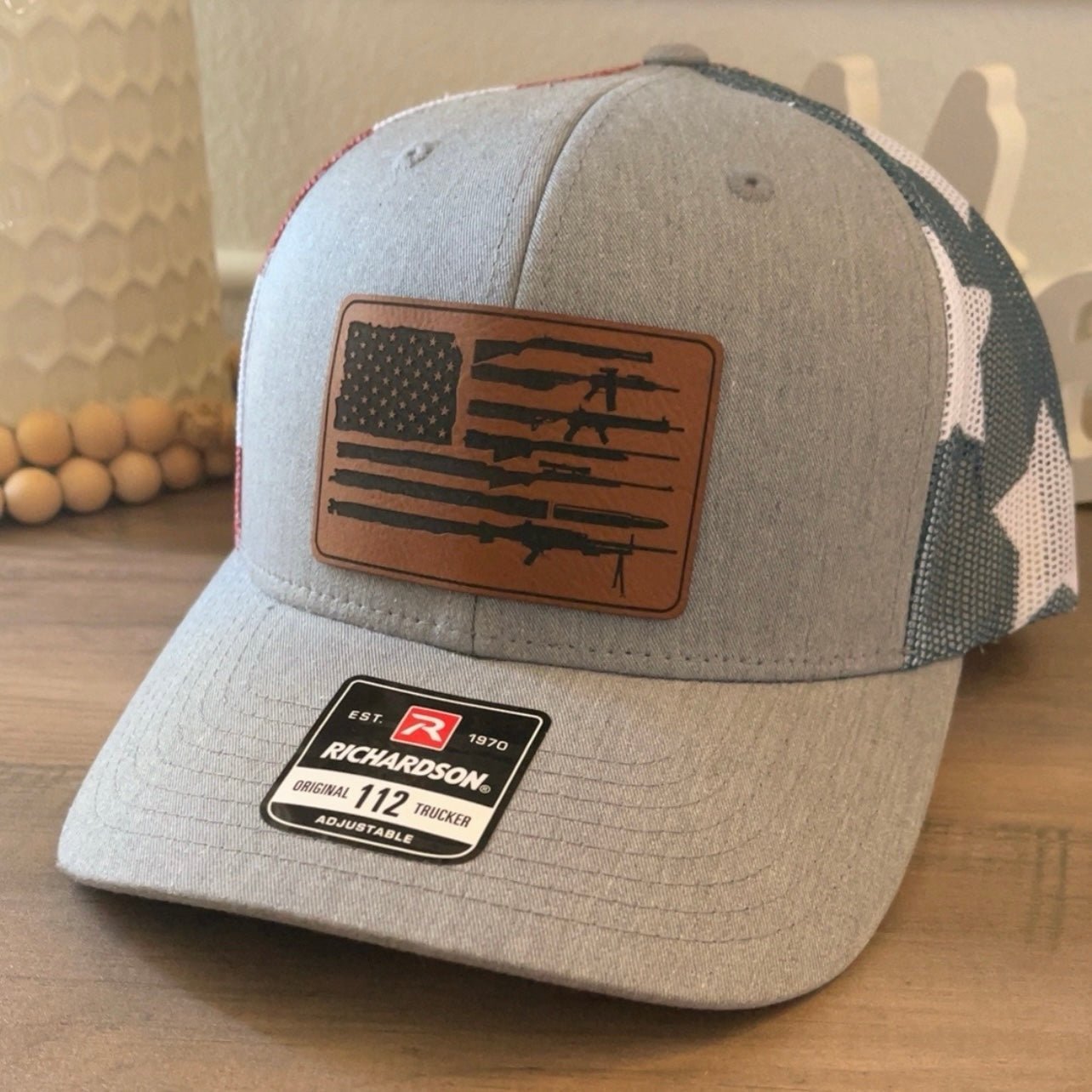 2nd Amendment Flag Leather Patch Hat Stars & Stripes - Hollow Point Society - Patch Hat