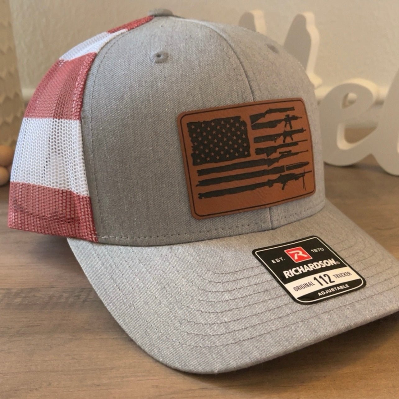 2nd Amendment Flag Leather Patch Hat Stars & Stripes - Hollow Point Society - Patch Hat