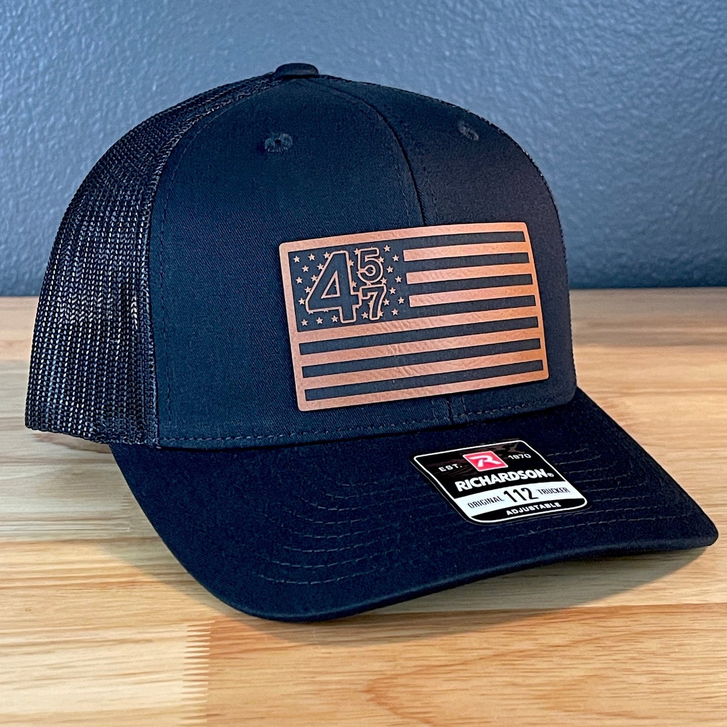 45 47 Inauguration American Flag Patriotic SnapBack Trucker Rawhide Leather Patch Hat - Hollow Point Society - Patch Hat